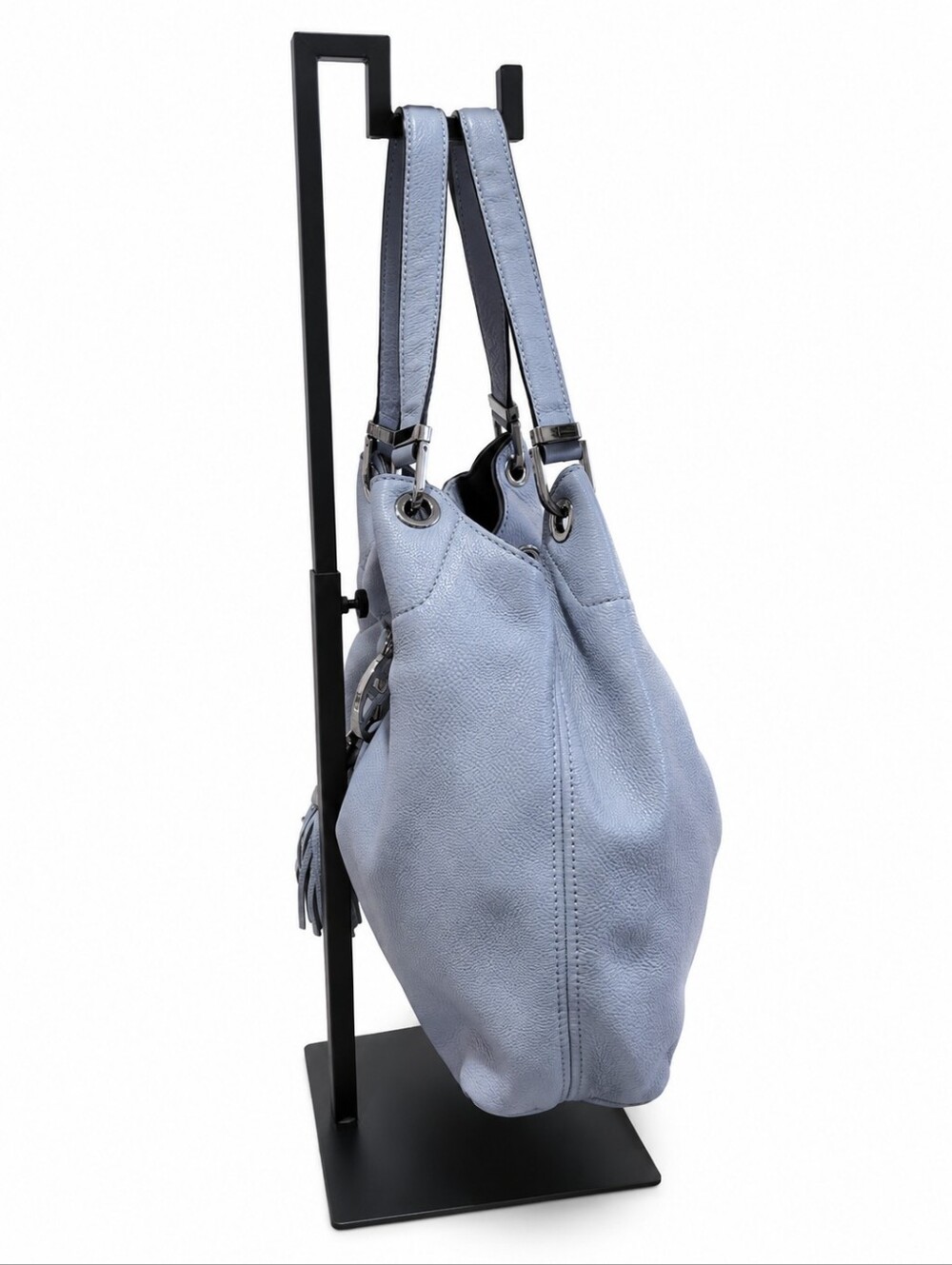 Michael Kors Steel Gray Large Camden Drawstring Leather Shoulder Hobo EXCELLENT - Picture 5 of 14